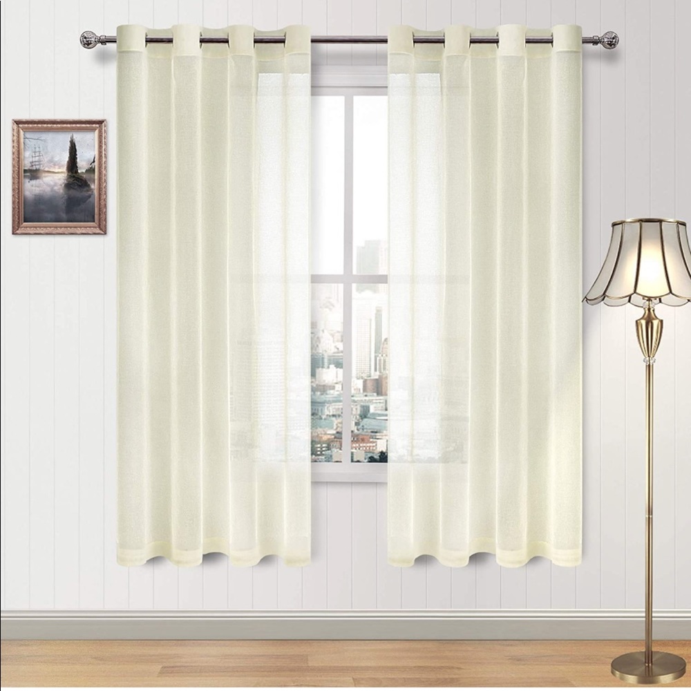 DWCN Ivory Sheer Curtains for Bedroom Semi Transparent     1 PANEL!!